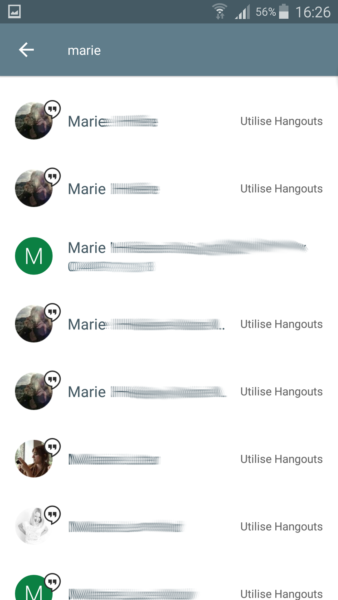 Hangout me propose 5 fois Marie qui sont la même et unique personne sur G+ !